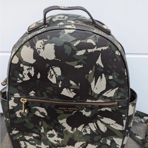 Henri Bendel Green and Black Patterned Backpack - Picture 5 of 7